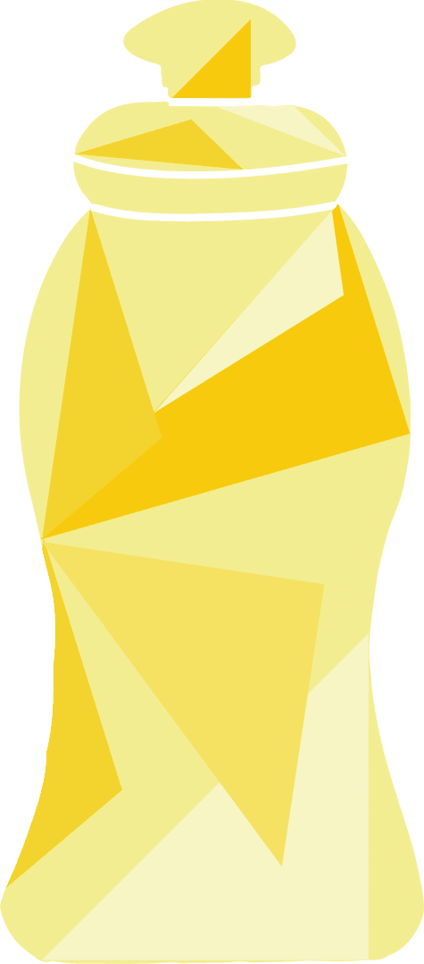 Transparent Low-Poly Yellow Water Bottle with Cap Modern Design