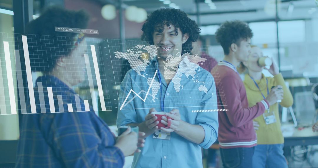 Diverse Colleagues Discussing Digital Financial Data in Office