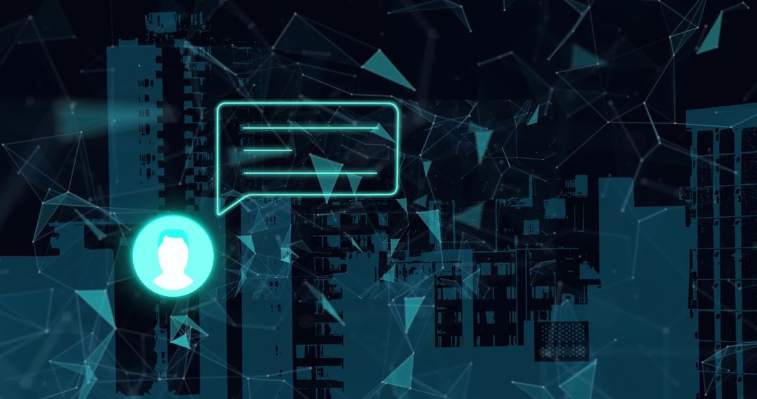 Digital Communication Concepts in Dark Cityscape Art