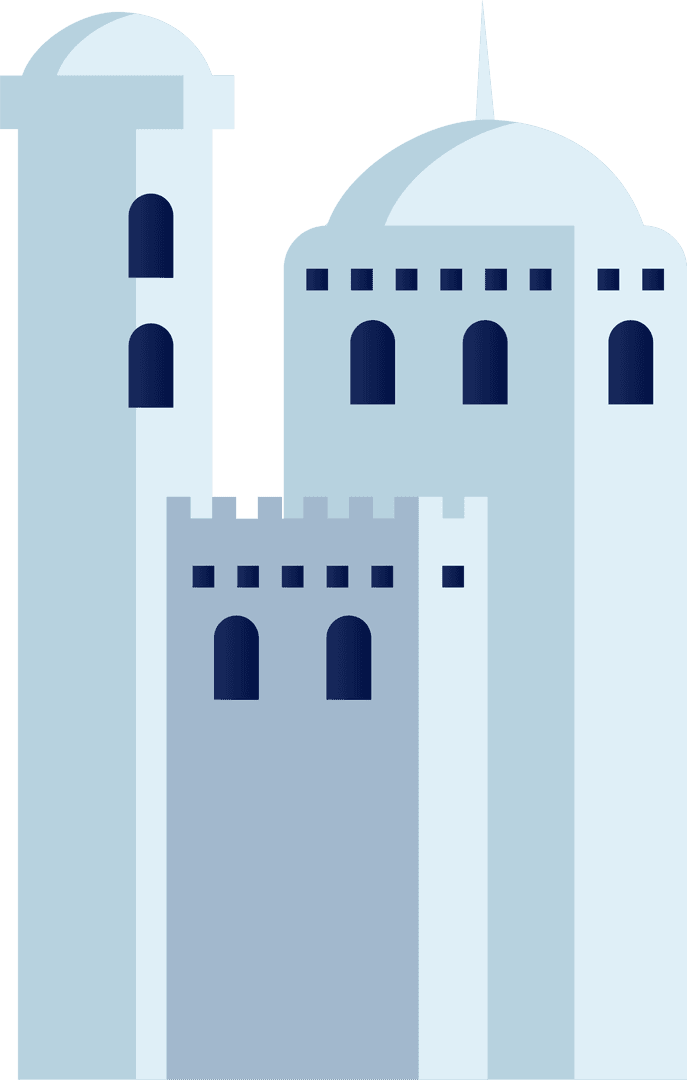 Elegant Stylized Medieval Towers with Transparent Background