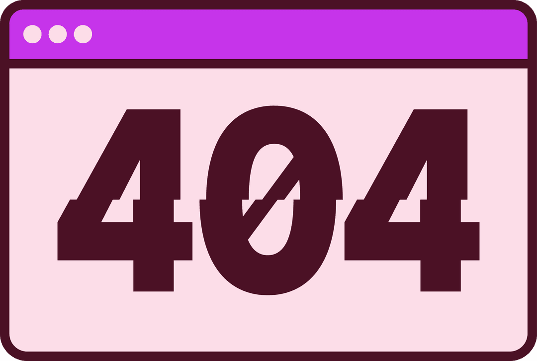 404 Error Stylized Browser Window on Transparent Background