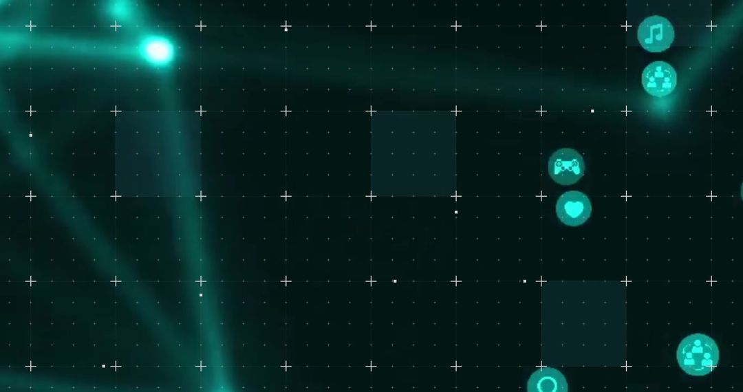 Futuristic Teal Icons on Digital Grid Background