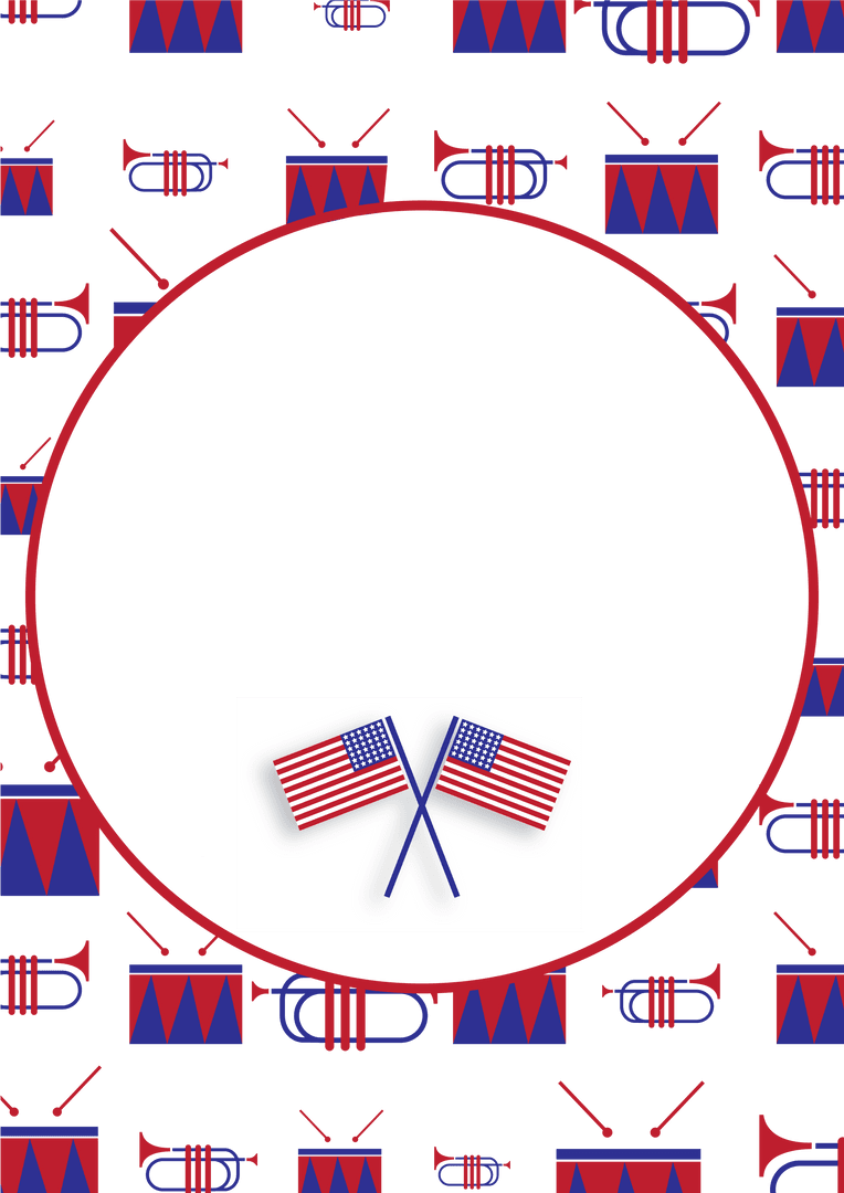 American Flags and Patriotic Drums Transparent Celebration Design