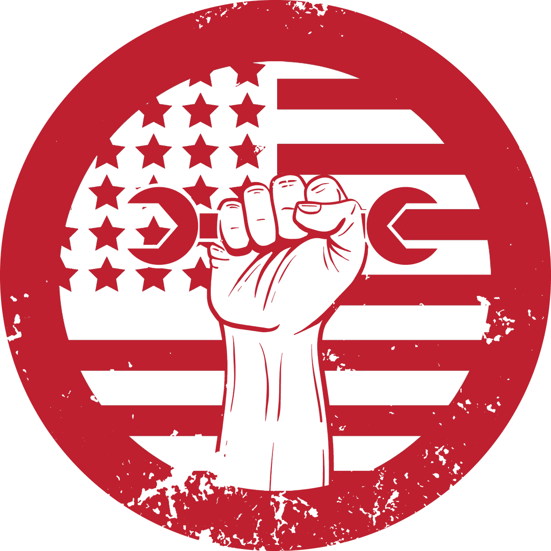 Transparent Red Symbol of Industrial Power with American Flag