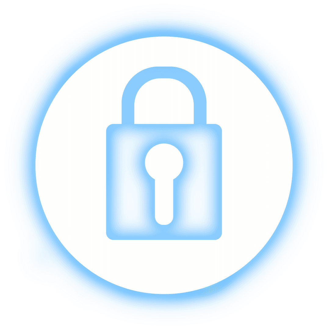 Transparent Circular Blue Padlock Icon Representing Security