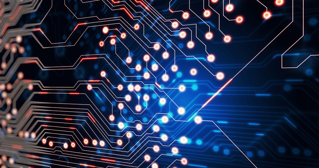 Dynamic Light Trails on Tech Circuit Board