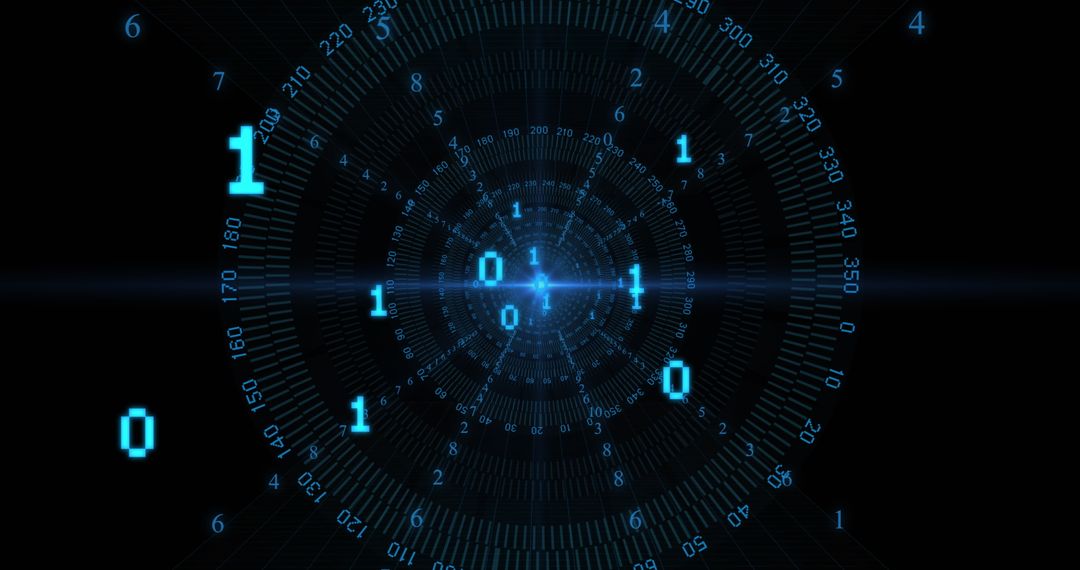 Futuristic Digital Data Stream with Binary Code Spiraling