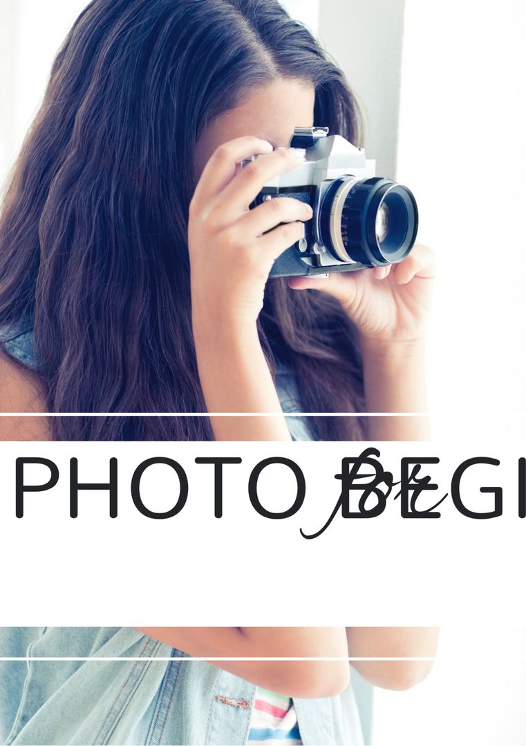 Woman Taking Photo with Vintage Camera Indoors