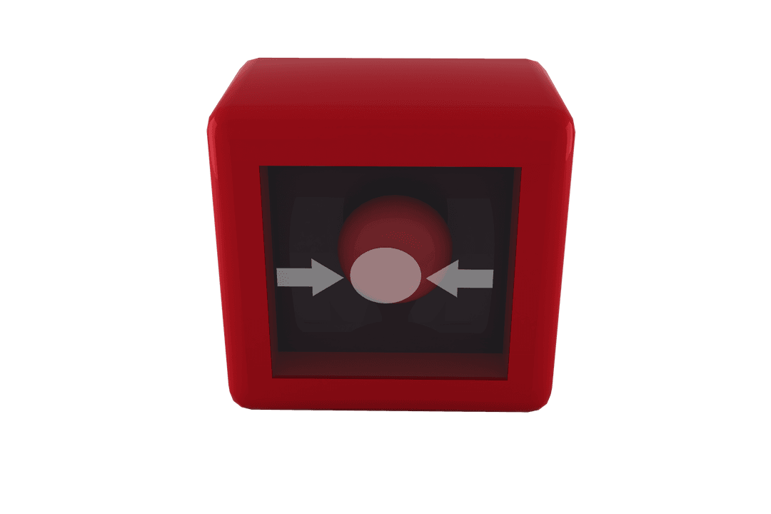 Red Emergency Safety Button on Transparent Background
