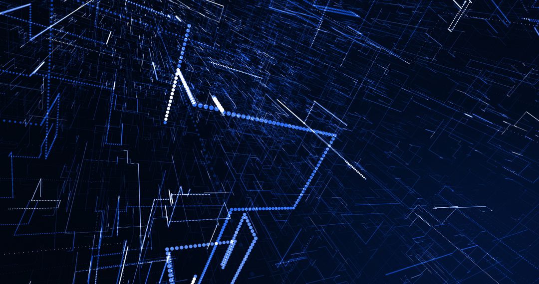 Dynamic Glowing Network of Blue Lines on Black Digital Background