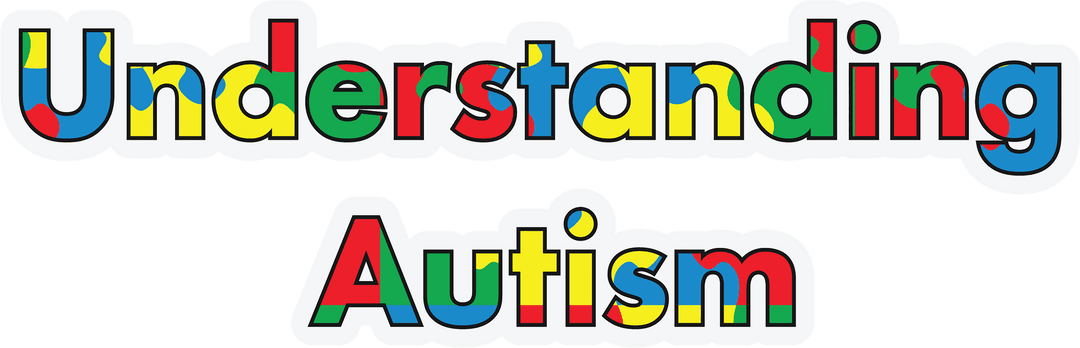 Colorful Text Highlighting Understanding Autism on Transparent Background