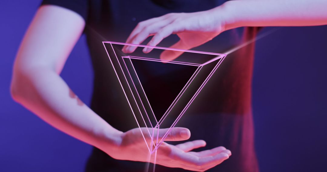 Futuristic Digital Interface with Floating Triangle
