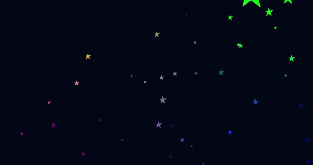 Tranquil Starfall: Multicolored Stars on Black Background