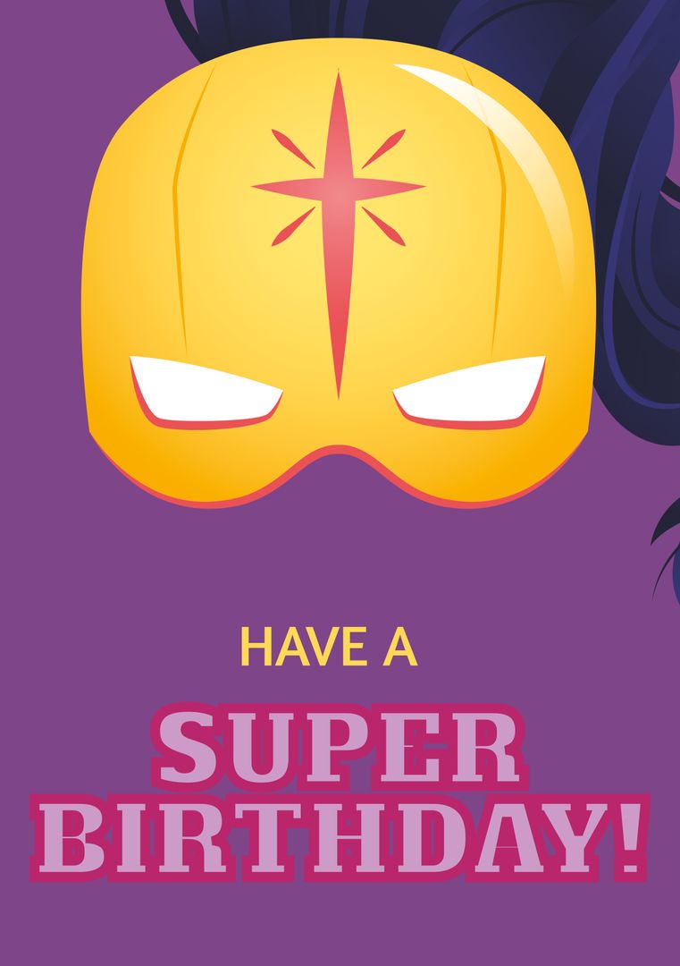 Vibrant Superhero Mask Birthday Card with Purple Background - Download Free Stock Templates Pikwizard.com