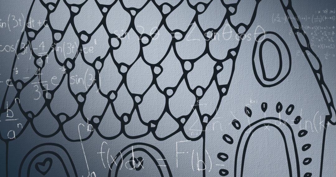 Math Equations and House Sketched on White Background