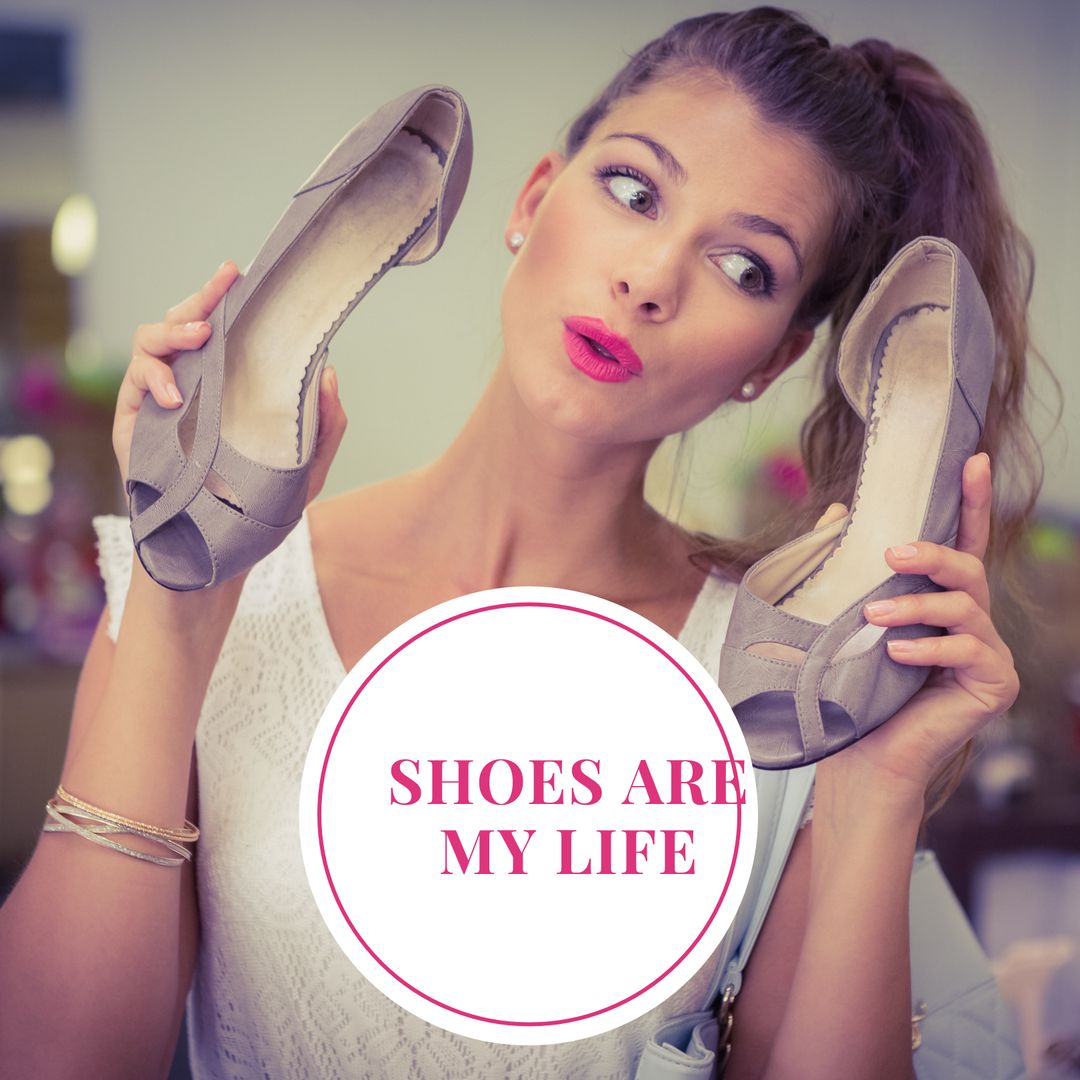 Woman Joyfully Posing with Stylish High Heels