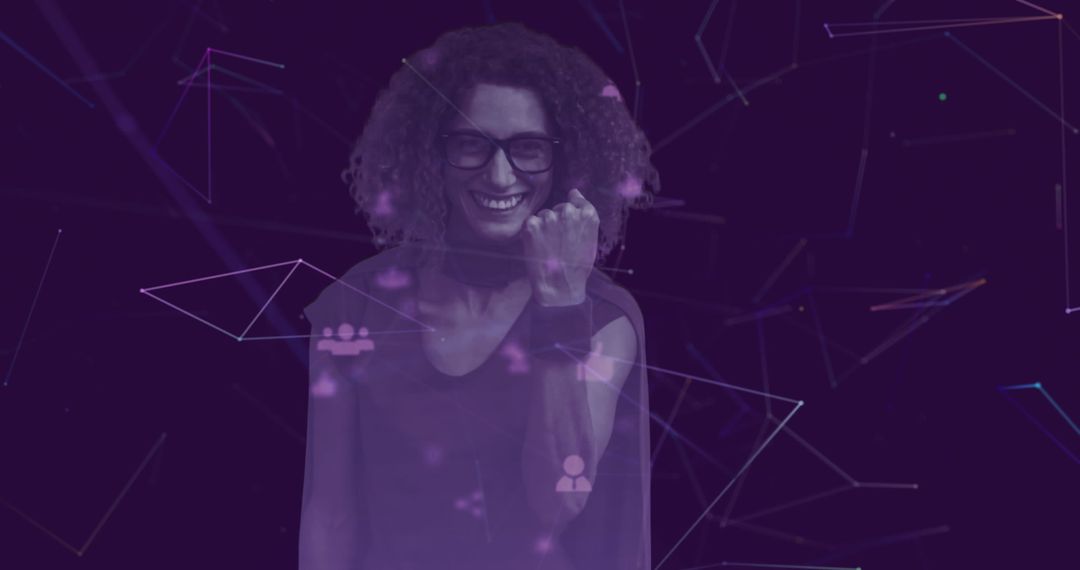 Woman Superhero with Digital Network Background