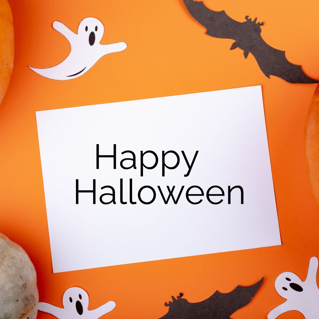 Festive Halloween Greeting with Ghosts and Bats