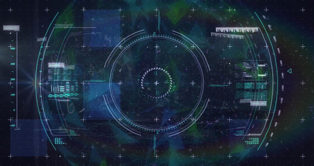 Futuristic Digital Interface Display with Glitch Effects