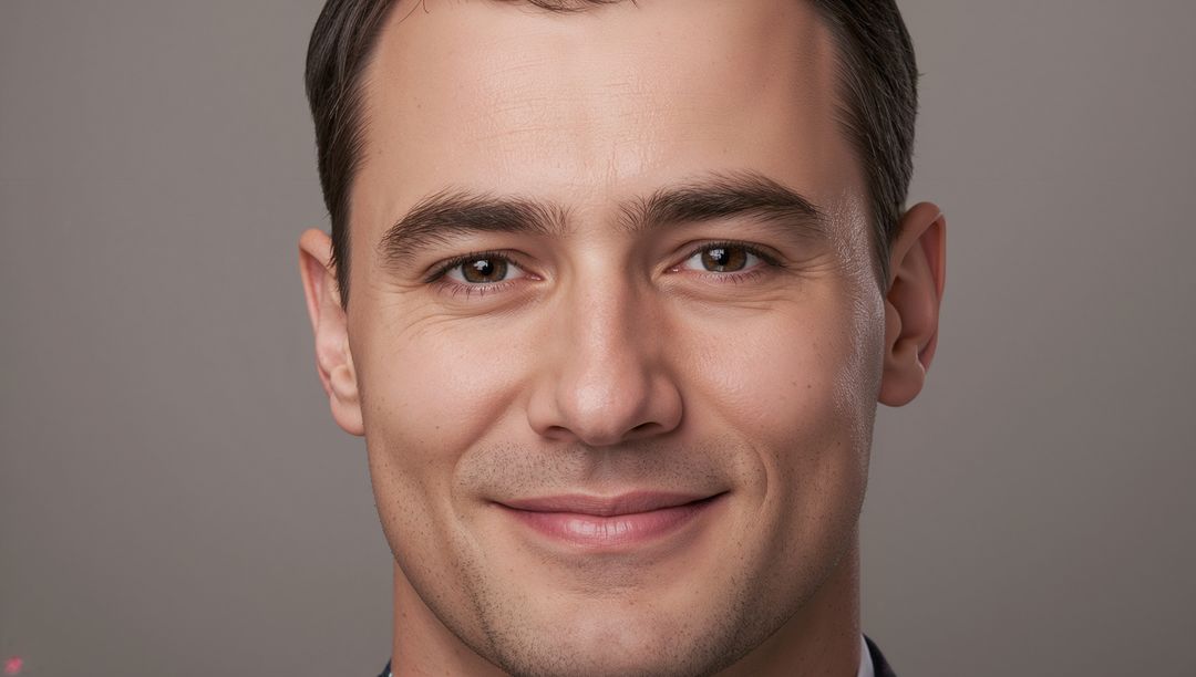 Confident smiling professional man in suit portrait for corporate profile and branding