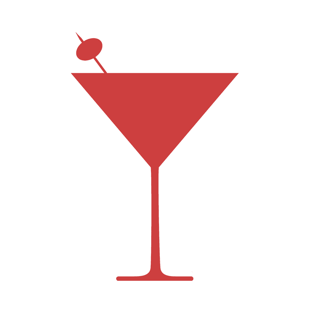 Red Cocktail Symbol with Olive on Transparent Background