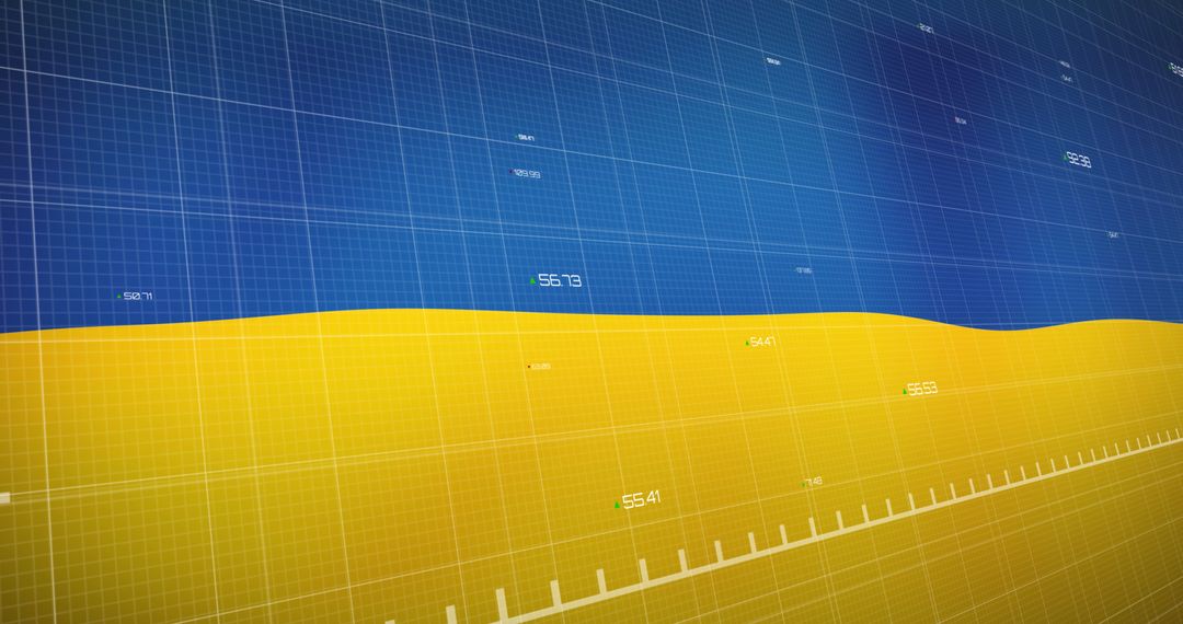 Abstract Financial Data over Ukrainian Flag Background