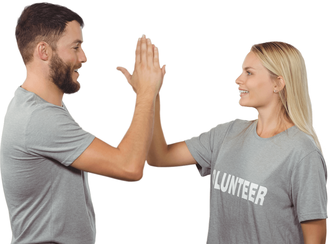 Transparent Happy Volunteers Giving High Five