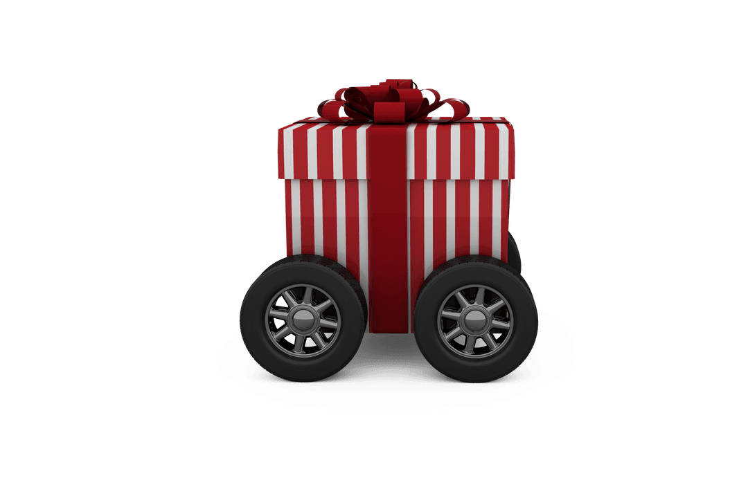Transparent Striped Gift Box with Wheels Adding Fun Mobility