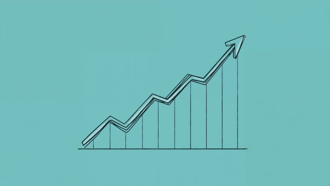 Upward Trending Bar and Line Graph on Teal Background