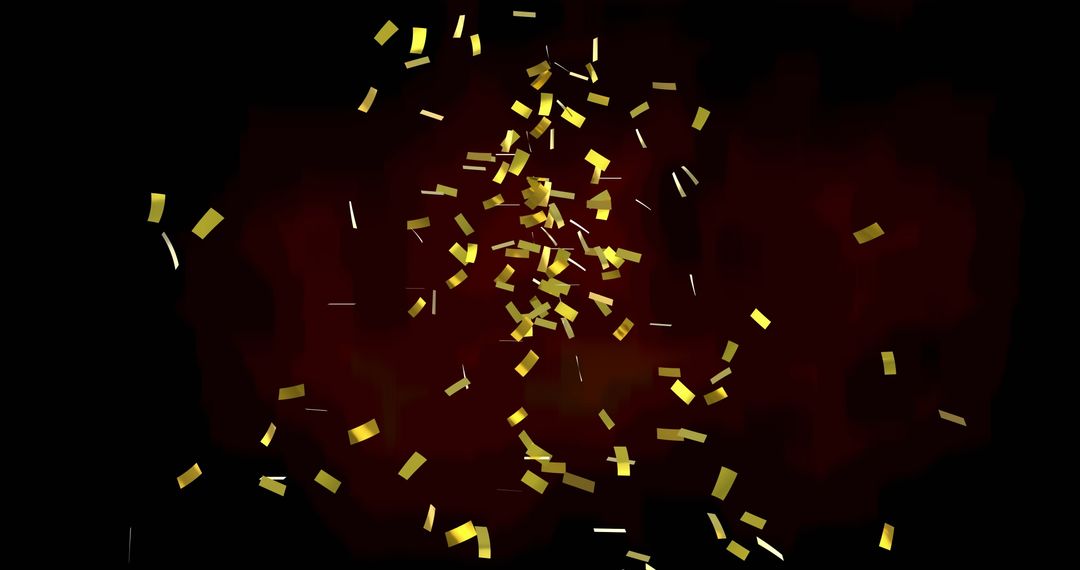 Floating Gold Confetti on Red and Black Background