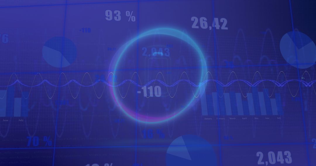 Financial Data Visualization with Blue Digital Overlay