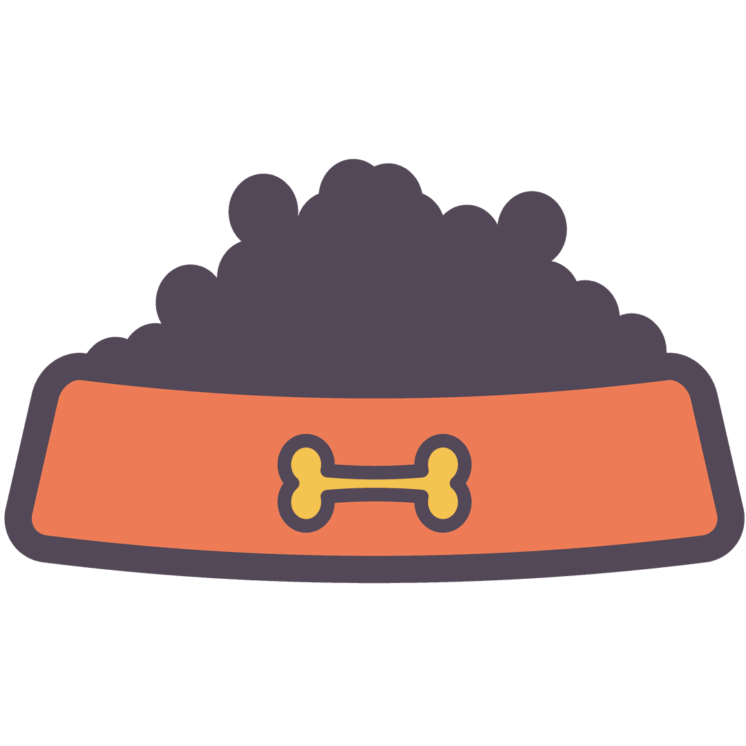 Transparent Dog Bowl with Pet Food Illustration on Orange Container