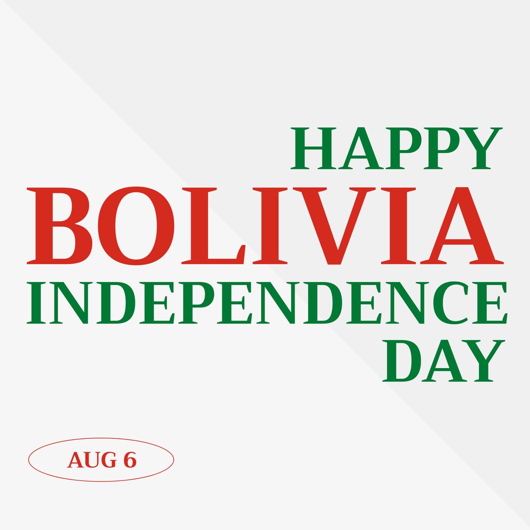 Bolivia Independence Day Text with Green Red Colors