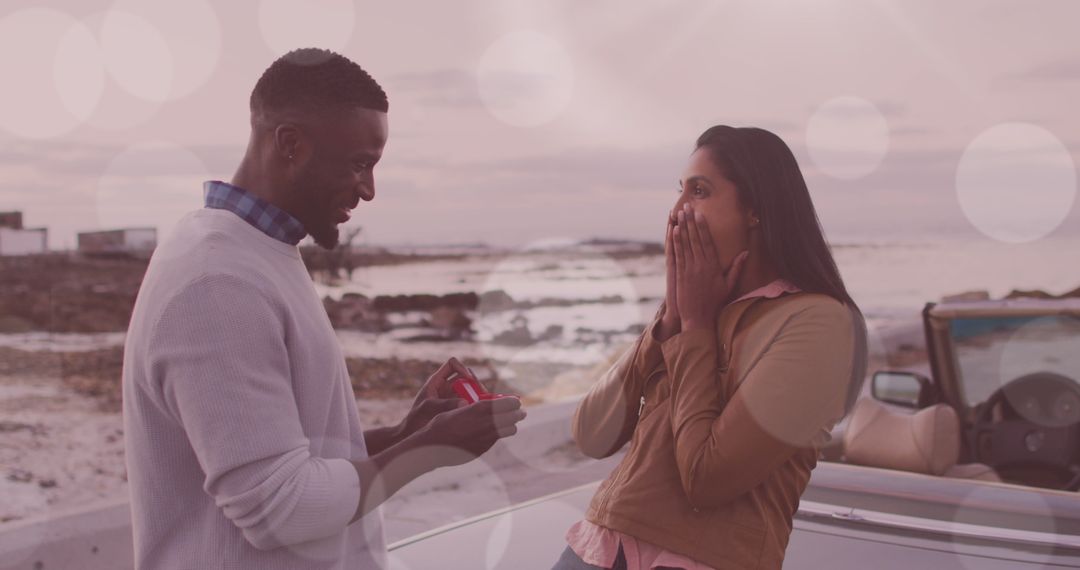 Romantic Proposal by Sea with Convertible - Free Images, Stock Photos and Pictures on Pikwizard.com