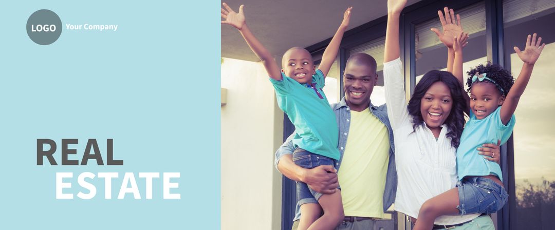 Happy family celebrating new home outdoors