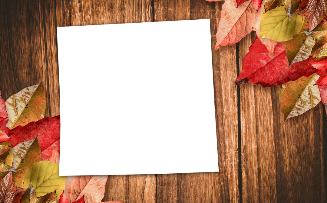 Blank Transparent Frame on Rustic Wooden Plank with Fall Leaves for Autumn Projects - Download Free Stock Images Pikwizard.com