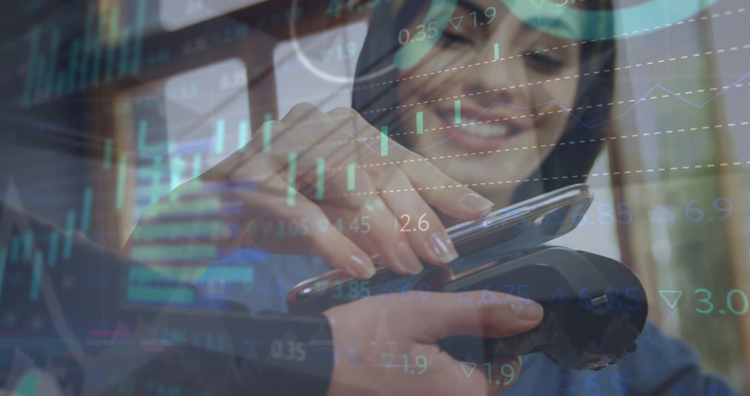 Optimistic Woman Utilizing Contactless Payment Technology