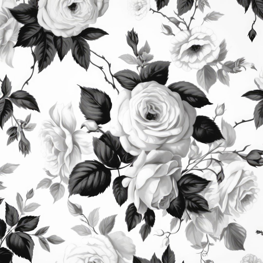 White roses in black and white on white background, created using generative ai technology - Free Images, Stock Photos and Pictures on Pikwizard.com