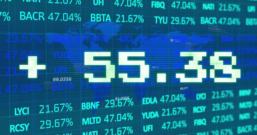 Global Stock Market Digital Display on Blue Background