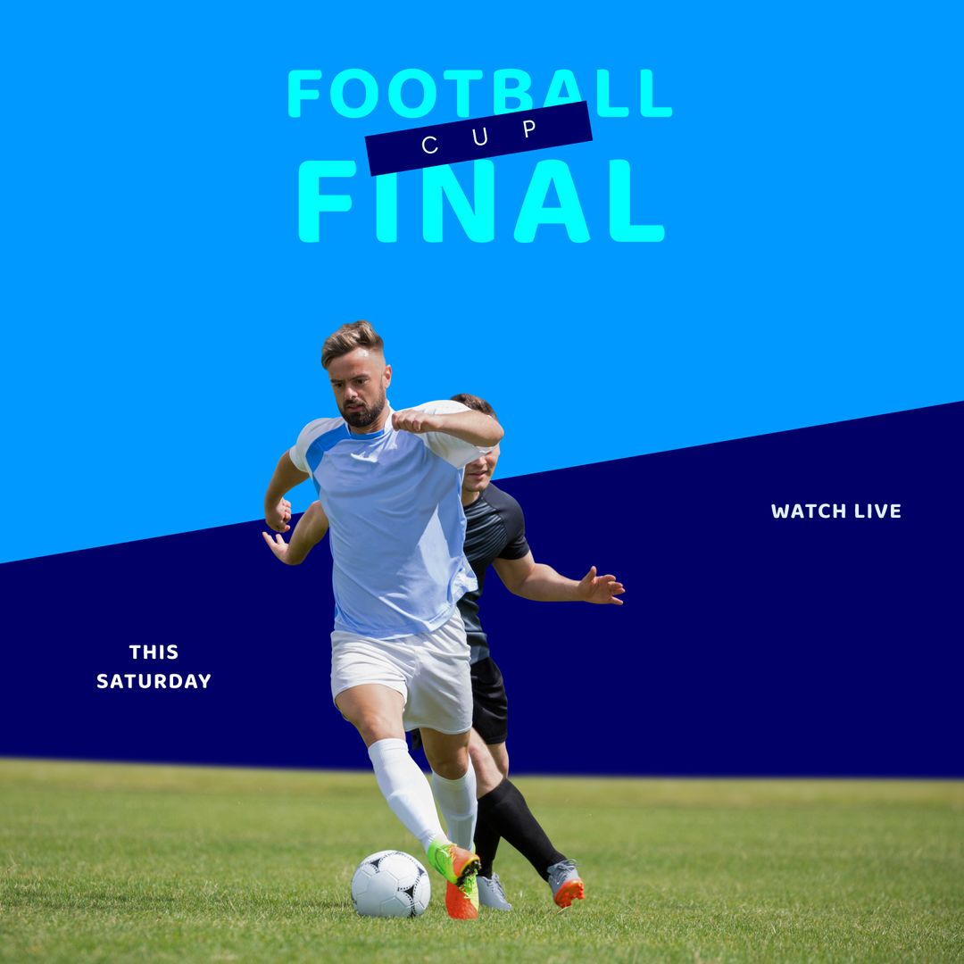 Excited Male Football Players in Action for Football Cup Final Promotion - Download Free Stock Templates Pikwizard.com