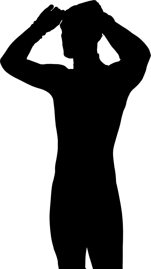 Transparent Silhouette of Man Holding Head, Team Player Concept