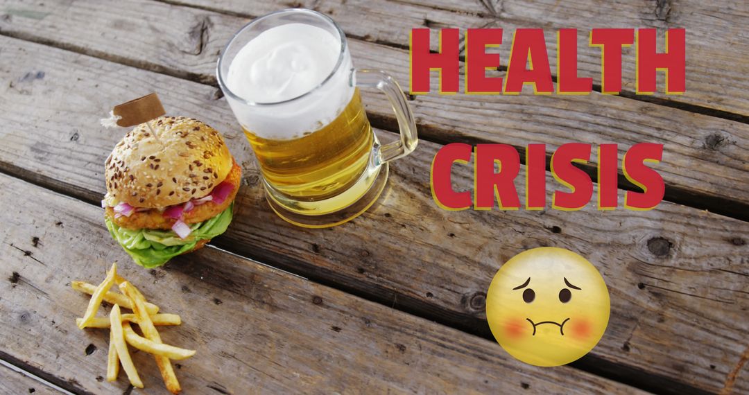 Global Health Crisis Concept with Unhealthy Food and Beer