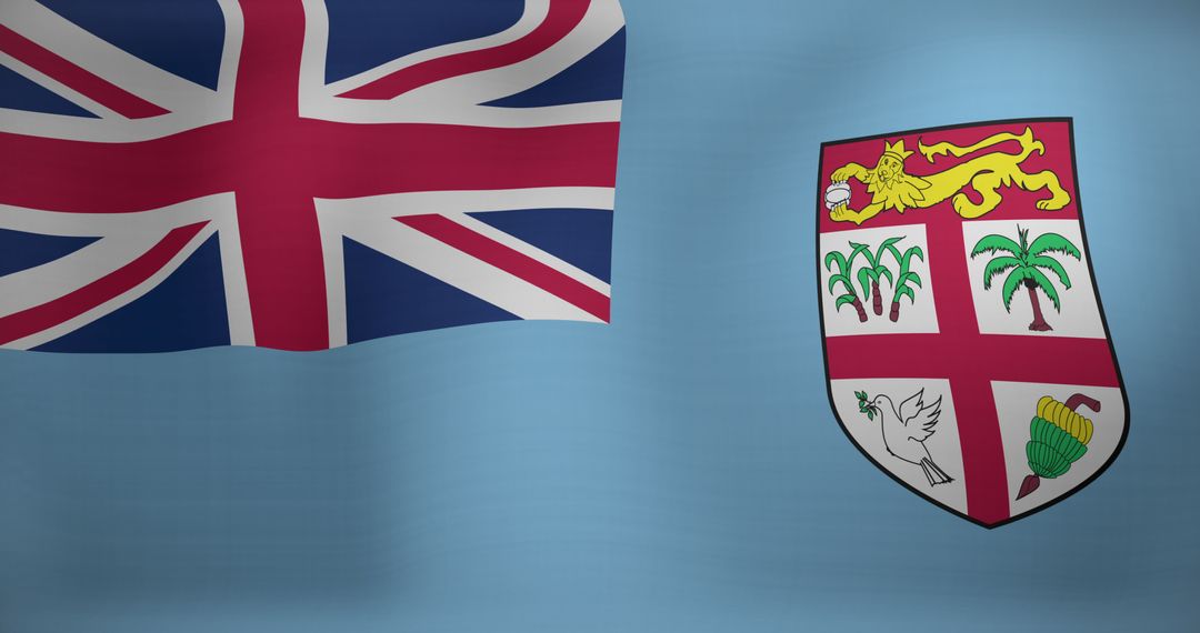 Dynamic Fiji Flag Waving in Strong Breeze