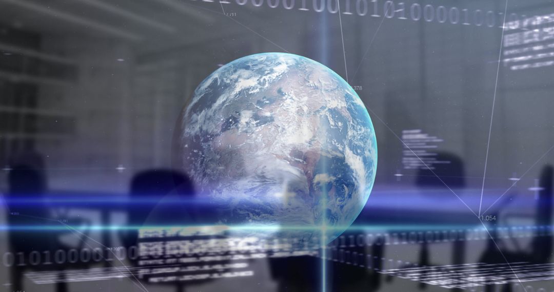 Digital World with Stock Market Data Overlaid