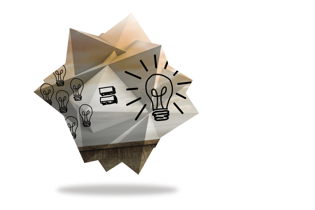 Transparent Abstract Connections with Lightbulb Icons and Equation