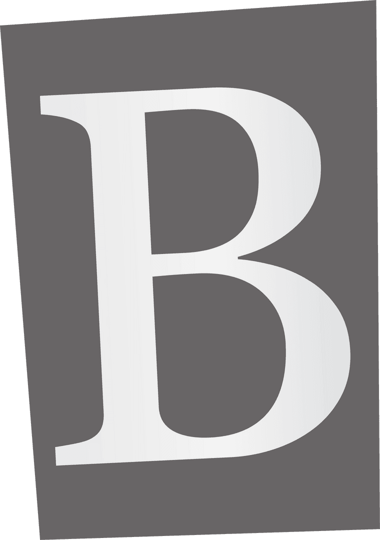Stylized Letter B on Dark Grey Panel with Transparent Background