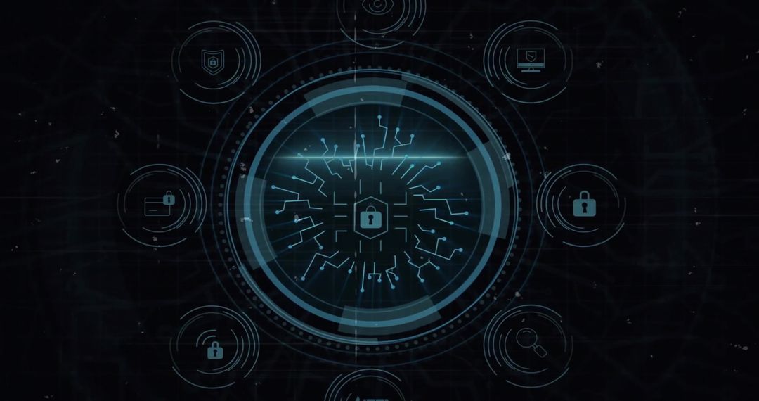 Cybersecurity Holographic Interface with Central Padlock