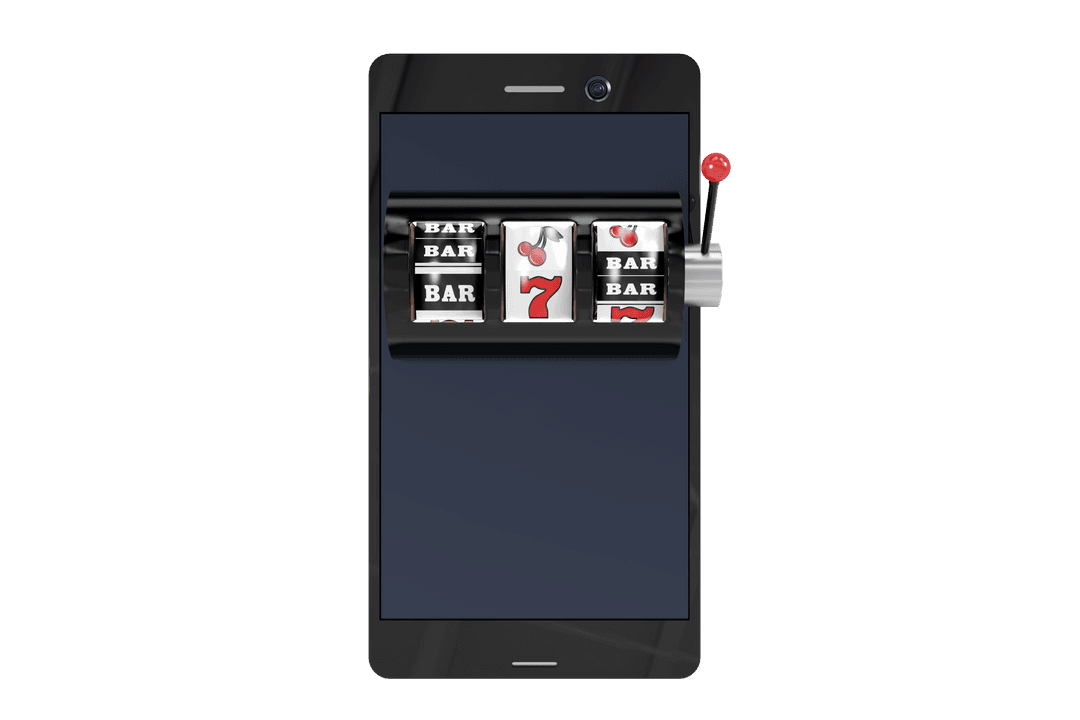 Transparent Smartphone Slot Machine Illustrating Mobile Gaming