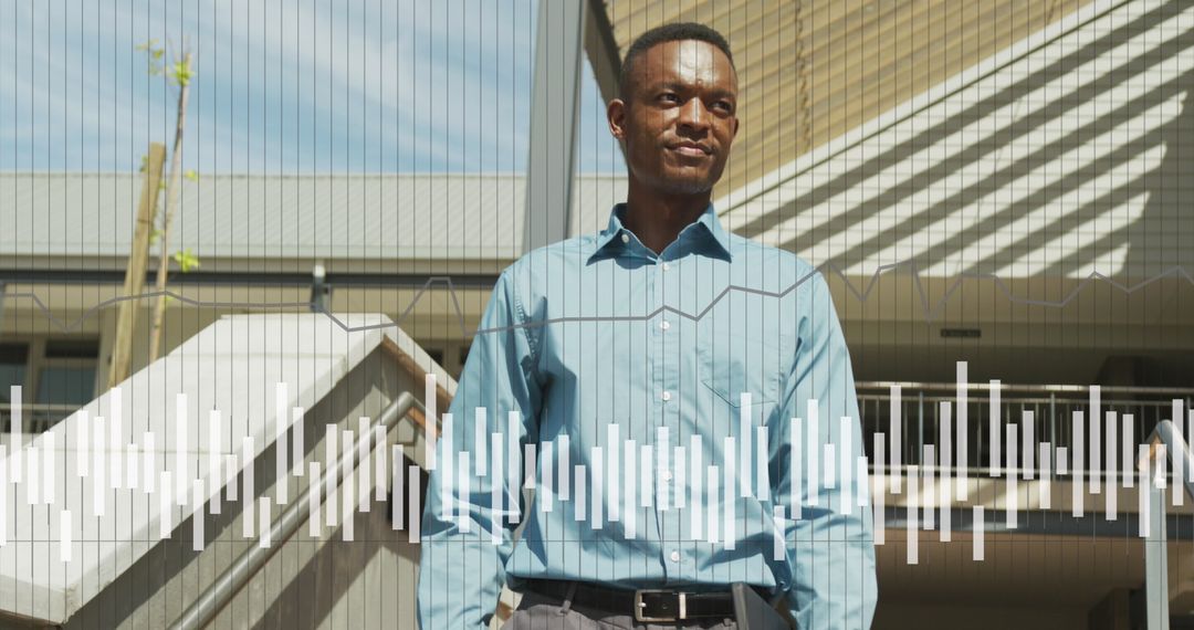 Confident Businessman with Data Analytics in Modern Office Environment