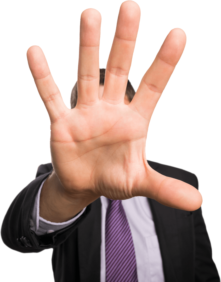 Businessman Making Stop Gesture Transparent Background